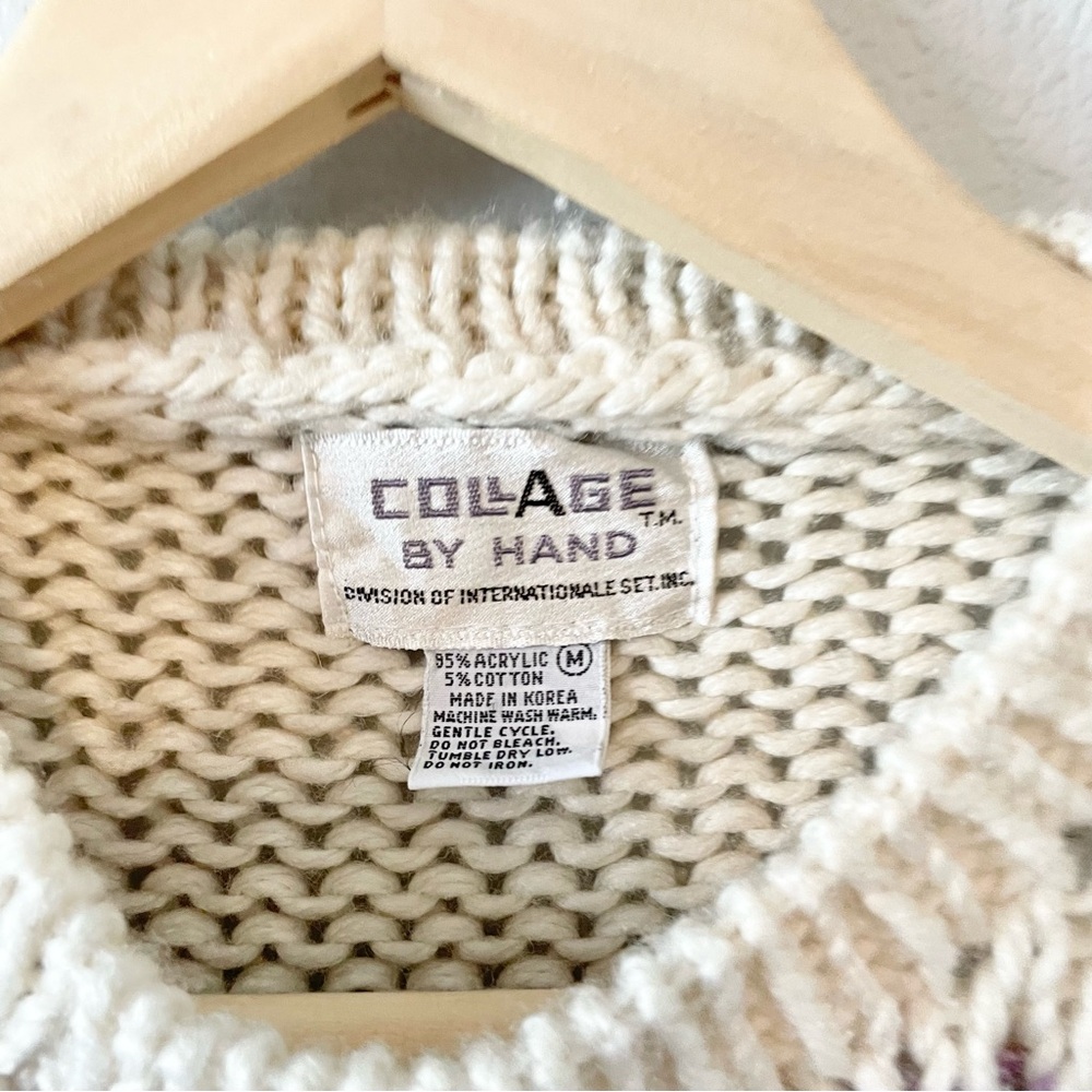 Vintage Collage by Hand Purple and White Knitted Sweater - Picture 2 of 5